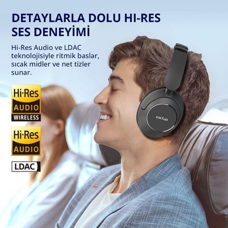 Wave Pro Kulak Üstü Bluetooth Kulaklık - ANC - 80 Saate Kadar Pil Ömrü - Siyah ( Türkiye Garantili)