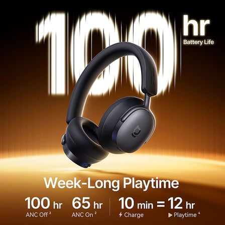 Inspire Sound by Bose XH1 ANC 100 saat çalma süresi 4 mikrofon BT6.0 Kablosuz Kulak Üstü Kulaklık, Siyah