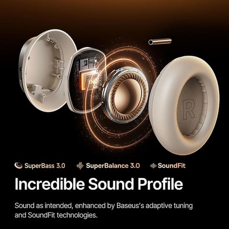 Inspire Sound by Bose XH1 ANC 100 saat çalma süresi 4 mikrofon BT6.0 Kablosuz Kulak Üstü Kulaklık, Beyaz