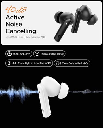 Audio TWS P20 Bluetooth Kablosuz Kulaklık - ANC Pro Aktif Gürültü Engelleme & 10mm Graphene Sürücü & 30 Saat & ENC 6 Mikrofon & Şeffaf & Gaming Mod iPX5 Siyah - ASD07888