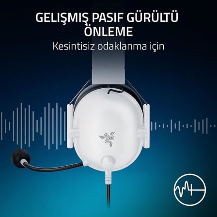 BlackShark V2 X (PlayStation) - PlayStation 5 konsolu için kablolu e-spor kulaklık (250g, kardioid mikrofon, 50mm sürücüler, pasif gürültü engelleme, 3.5mm jak) Beyaz