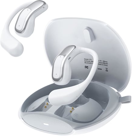 JT3 Bluetooth 6.0 Open Ear OWS Kablosuz Bluetooth Kulaklık 14.2mm Sürücü Kulak Kancalı Açık Spor Kulaklığı 90 saat Pil Ömrü Beyaz