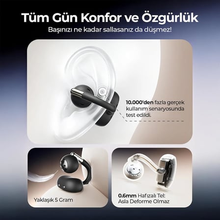 Clip1 Hi-Res LDAC Open-Ear ENC OWS Bluetooth 5.4 Kablosuz Kulaklık Siyah