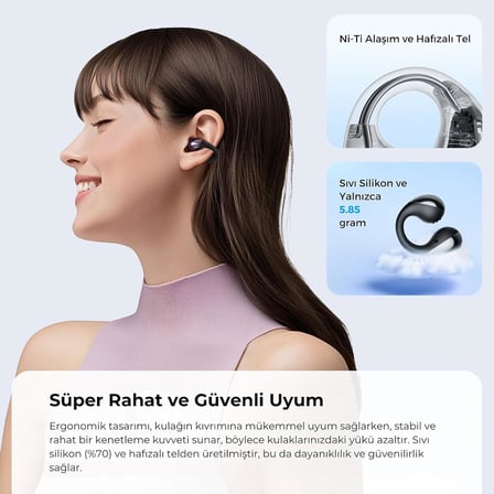 PearlClip Pro Hi-Res LDAC ENC OWS Kablosuz Bluetooth 6.0 Kulaklık Siyah