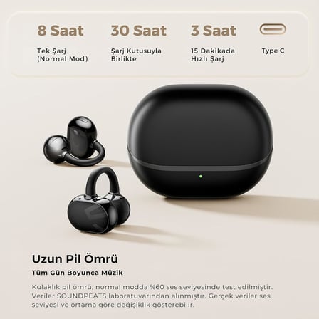 POP Clip Open-Ear ENC OWS Bluetooth 5.4 Kablosuz Kulaklık Siyah