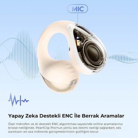 PearlClip Pro Hi-Res LDAC ENC OWS Kablosuz Bluetooth 6.0 Kulaklık Bej