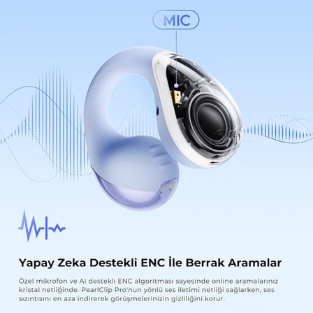 PearlClip Pro Hi-Res LDAC ENC OWS Kablosuz Bluetooth 6.0 Kulaklık Mor