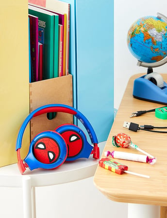 Spiderman 2-in-1 Bluetooth Stereo Kids Headset, Kablosuz, Kablolu, Limited Sound, Foldable, Ayarlanabilir, Girl/Boy, Red/Blue, HPBT010SP