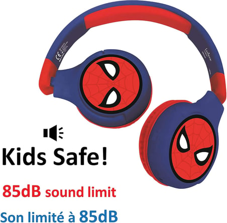 Spiderman 2-in-1 Bluetooth Stereo Kids Headset, Kablosuz, Kablolu, Limited Sound, Foldable, Ayarlanabilir, Girl/Boy, Red/Blue, HPBT010SP