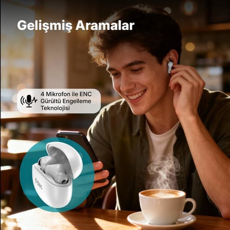 AirBeat Pro Gerçek Kablosuz TWS Bluetooth Kulaklık-2KM167 (Beyaz)