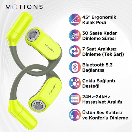 MS-E52 OWS, Açık Kulak Tasarımlı Kablosuz Spor Kulaklık, Bluetooth 5.3, 30 Saat Pil Ömrü, Ultra İnce, Hafif, Ergonomik Tasarım, Çift Cihaz Desteği, Wireless, Yeşil