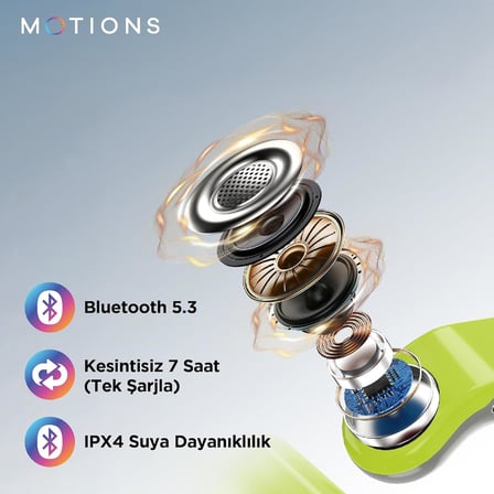 MS-E52 OWS, Açık Kulak Tasarımlı Kablosuz Spor Kulaklık, Bluetooth 5.3, 30 Saat Pil Ömrü, Ultra İnce, Hafif, Ergonomik Tasarım, Çift Cihaz Desteği, Wireless, Yeşil