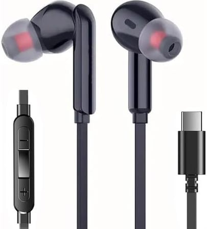Tak Çalıştır Type-C Kulakiçi Kablolu Kulaklık Mikrofonlu Iphone 15 Pro Max S24 Ultra Uygun Kulaklık (siyah)