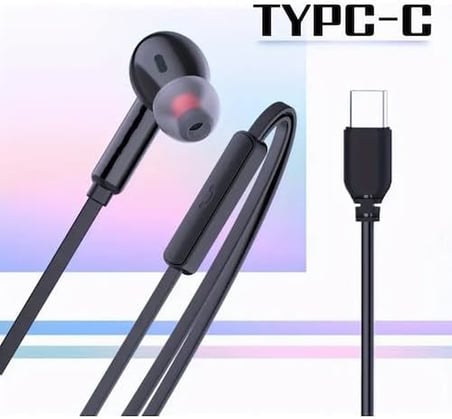 Tak Çalıştır Type-C Kulakiçi Kablolu Kulaklık Mikrofonlu Iphone 15 Pro Max S24 Ultra Uygun Kulaklık (siyah)