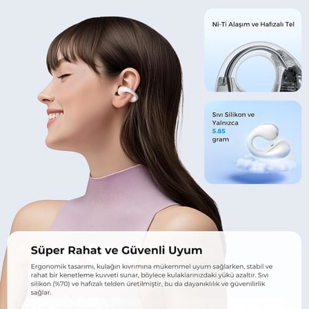 PearlClip Pro Hi-Res LDAC ENC OWS Kablosuz Bluetooth 6.0 Kulaklık Beyaz