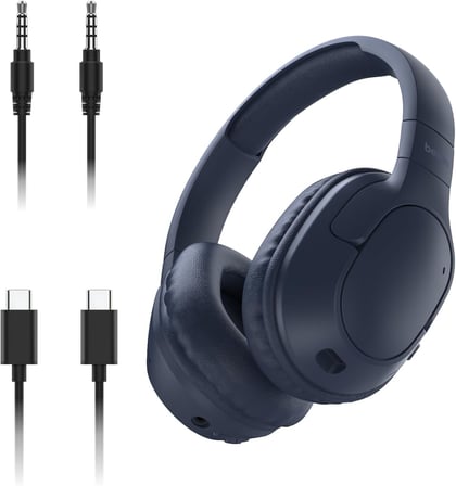 SoundForm Surround Bluetooth Kulak Üstü Kulaklık, Gürültü Engelleme, Kablosuz, 60 Saat Çalma Süresi, Yumuşak Kulak Yastıkları, iPhone, Galaxy, iPad, Seyahat, Ev, Ofis için, Mavi