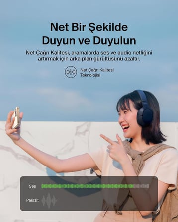 SoundForm Surround Bluetooth Kulak Üstü Kulaklık, Gürültü Engelleme, Kablosuz, 60 Saat Çalma Süresi, Yumuşak Kulak Yastıkları, iPhone, Galaxy, iPad, Seyahat, Ev, Ofis için, Mavi