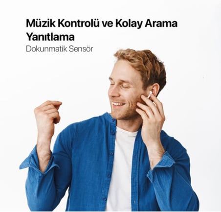 AirBeat Go Gerçek Kablosuz TWS Bluetooth Kulaklık - Beyaz