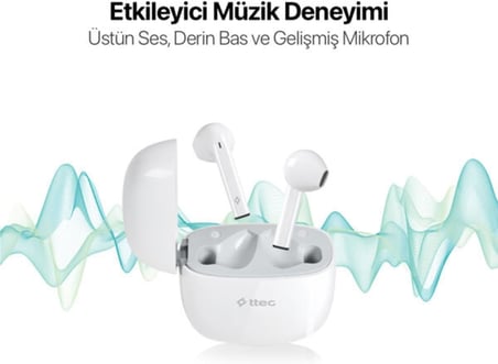 AirBeat Go Gerçek Kablosuz TWS Bluetooth Kulaklık - Beyaz