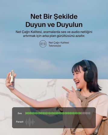 SoundForm Surround Bluetooth Kulak Üstü Kulaklık, Gürültü Engelleme, Kablosuz, 60 Saat Çalma Süresi, Yumuşak Kulak Yastıkları, iPhone, Galaxy, iPad, Seyahat, Ev, Ofis için, Siyah