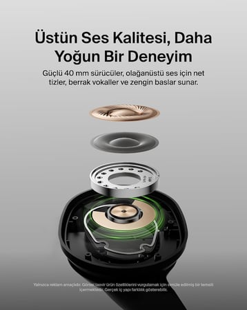 SoundForm Surround Bluetooth Kulak Üstü Kulaklık, Gürültü Engelleme, Kablosuz, 60 Saat Çalma Süresi, Yumuşak Kulak Yastıkları, iPhone, Galaxy, iPad, Seyahat, Ev, Ofis için, Siyah