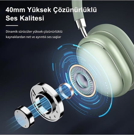 HP5 ANC Kulak Üstü Kablosuz Bluetooth Kulaklık Yeşil