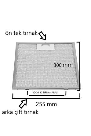 Siemens 25,3x30 CM Davlumbaz Ankastre Aspiratör Alüminyum Yağ Filtresi 253x300 Alt Kısmı iki Tırnak!