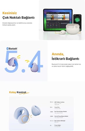 C10 Crossky Bluetooth Küpe Kulaklık Çift Mikrofon Çift Cihaz Bağlantısı Kristal Ses Netlik Ipx4,Mor