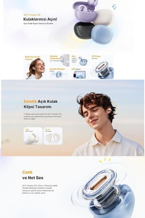 C10 Crossky Bluetooth Küpe Kulaklık Çift Mikrofon Çift Cihaz Bağlantısı Kristal Ses Netlik Ipx4,Mor
