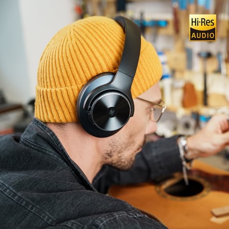 A10 Bluetooth kulak üstü kulaklık, hibrit aktif gürültü önleme özellikli [62 saate kadar] kablosuz kulaklık, Hi-Res ses, derin bas, seyahat için mikrofon, ev, ofis için (siyah)