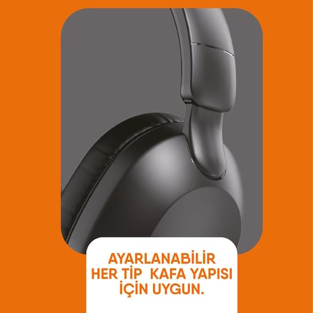 Kulak Üstü Bluetooth Kulaklık – Net ve Dengeli Ses - Uzun Pil Ömrü (Siyah)