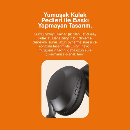 Kulak Üstü Bluetooth Kulaklık – Net ve Dengeli Ses - Uzun Pil Ömrü (Siyah)
