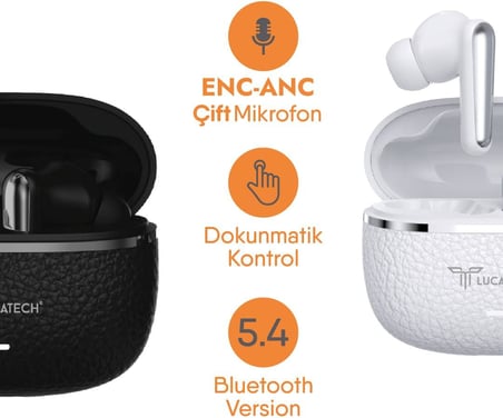 Neptün Bluetooth Kulaklık – ENC & ANC Yedek Silikonlu (Beyaz)