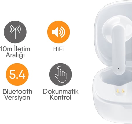 Mercury Bluetooth Kulaklık – Şık Tasarım - Kablosuz Özgürlük (Beyaz)