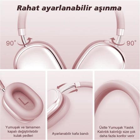 HP5 ANC Kulak Üstü Kablosuz Bluetooth Kulaklık Pembe