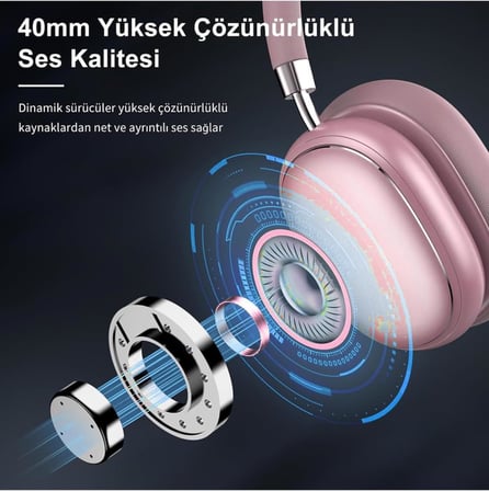 HP5 ANC Kulak Üstü Kablosuz Bluetooth Kulaklık Pembe