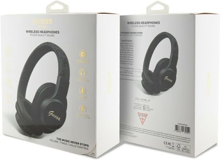 Guess Tone on Tone Script Bluetooth kulaklık kulaklık siyah ve gri
