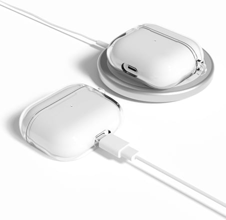 Soft Yumuşak Şeffaf Esnek Silikon Airpods 3 ile uyumlu Kulaklık Kılıfı ve Karabina Anahtarlık (Şeffaf, Airpods 3)