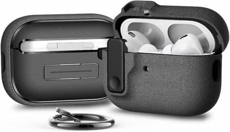 Airpods Pro 3 ile Uyumlu Fabric Serisi Özel Kilitli Tasarım ve Kumaş Yüzeyli Kılıf Darbelere Karşı Koruyucu Kapak (Gri, Airpods Pro 3 (2025))