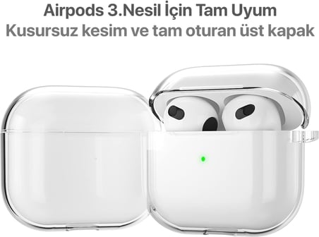 Airpods 3 ile Uyumlu (2021) Şeffaf Cyrstal Clear Ultra Berrak Silikon Kılıf - Alt Üst Ayrı (Airpods 3 2021)