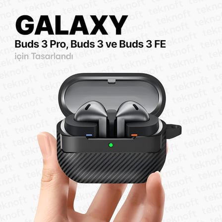 Samsung Galaxy Buds 3 Pro, Buds 3 ve Buds 3 FE ile Uyumlu Mat Karbon Fiber Dokulu Darbelere Dayanıklı Premium Silikon Kılıf (Galaxy Buds 3 Pro/3/3 FE)