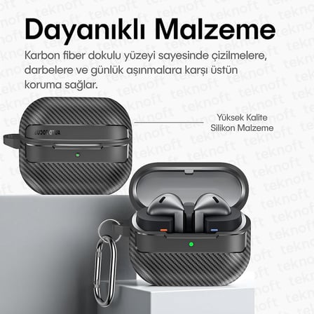 Samsung Galaxy Buds 3 Pro, Buds 3 ve Buds 3 FE ile Uyumlu Mat Karbon Fiber Dokulu Darbelere Dayanıklı Premium Silikon Kılıf (Galaxy Buds 3 Pro/3/3 FE)