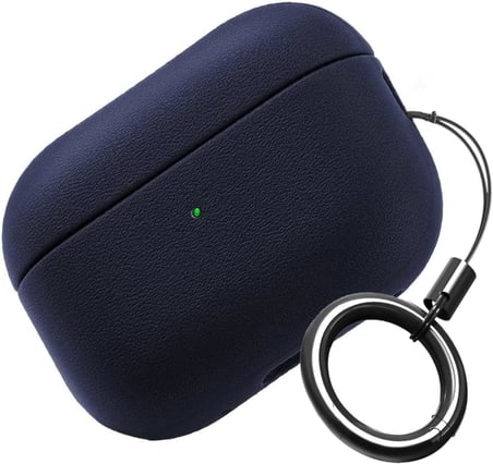 AirPods 4. ve 5. Nesil ile Uyumlu Leather Skin Serisi Parmak İzi Tutmayan Dış Yüzeye Sahip ve Mükemmel Koruma Sağlayan Orta Sertlikte Silikon Kılıf (Lacivert, Airpods 4/5)
