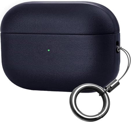 AirPods 4. ve 5. Nesil ile Uyumlu Leather Skin Serisi Parmak İzi Tutmayan Dış Yüzeye Sahip ve Mükemmel Koruma Sağlayan Orta Sertlikte Silikon Kılıf (Lacivert, Airpods 4/5)