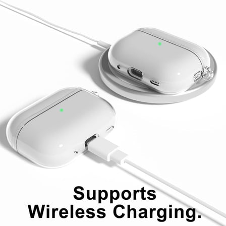 AirPods Pro 2.Nesil Uyumlu Şeffaf Premium Kulaklık Kılıfı, Anc Delikli Yedek Silikon Uçları (S,M,L) ve 3'ü 1 Arada Bluetooth Kulaklık Temizleme Kalemi Seti (Şeffaf)
