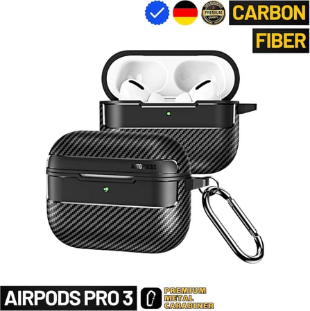 Airpods Pro 3 Nesil Uyumlu Karbon Fiber Hybrid Polymer Technology Premium Kulaklik Kilifi (Siyah)