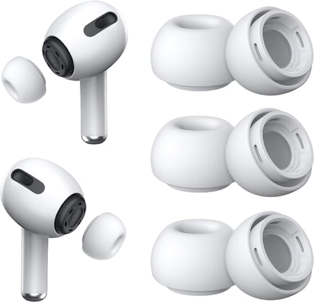 [3 Çift] Yedek Kulaklık Uçları - AirPods Pro 1. ve 2. Nesil İle Uyumlu, Gürültü Azaltma Delikli, AirPods Pro İçin Silikon Kulaklık Uçları, Taşınabilir Saklama Kutusu ve Şarj Kasesine Uygun (Orta)