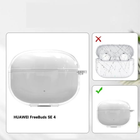 Huawei FreeBuds SE 4 için Şeffaf Kulaklık Kılıfı 360° Kasa Koruyucu TPU Kılıf Darbeye Çizilmeye ve Sararmaya Karşı Dirençli Freebuds se 4 Kılıfı Taşıma Askılı Freebuds SE4 Koruma (Şeffaf)