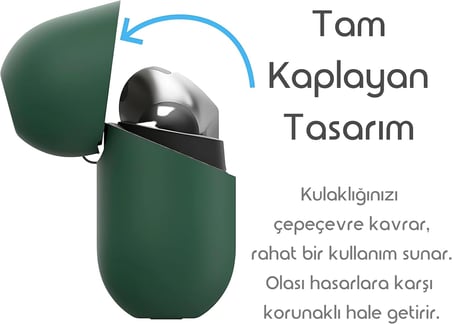 Samsung Galaxy Buds 3-Pro-3 FE için Kulaklık Kılıfı Darbelere ve Çizilmeye Karşı Kasa Koruyucu Buds 3 Pro Kılıfı Tam Koruma Sağlayan Extra Kalın Yapılı Taşıma Askılı Buds 3 Pro Koruma (Yeşil)
