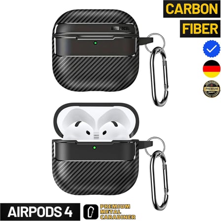 Airpods 4 Nesil Ve 5 Nesil Uyumlu Karbon Fiber Hybrid Polymer Technology Premium Kulaklik Kilifi (Siyah)